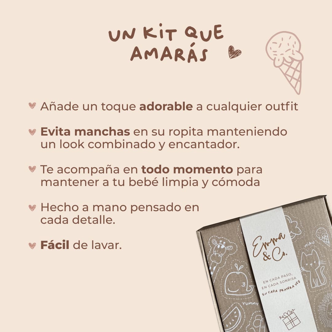 Kit para bebés (Moño + Babero + Babita)